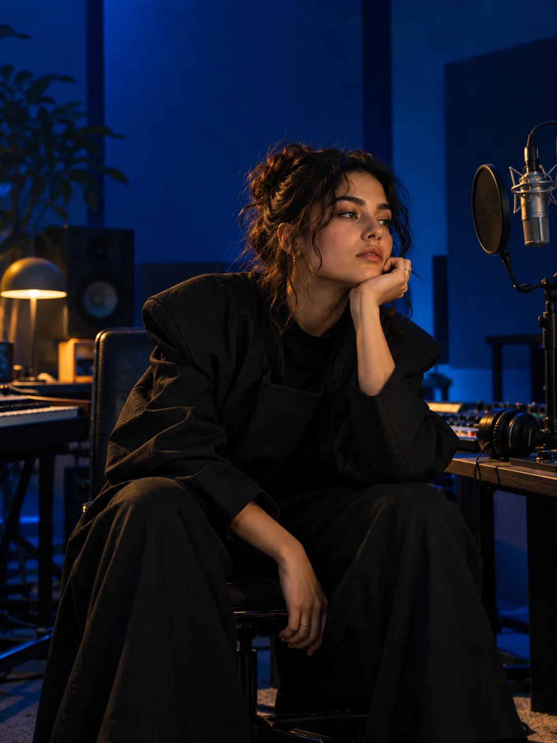 Musician in a recording studio